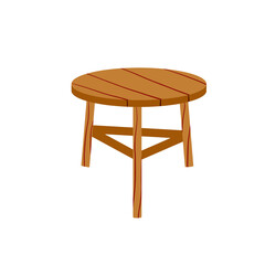 Wooden stool. Chair with three legs.