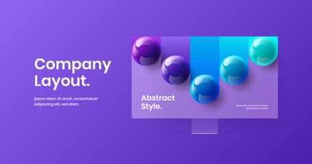 Minimalistic landing page design vector illustration. Vivid monitor mockup website template.