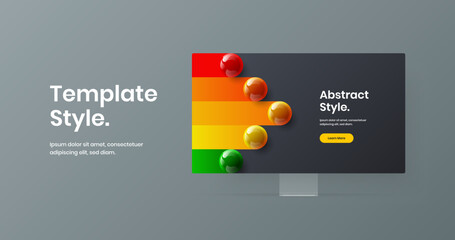 Premium landing page design vector concept. Bright desktop mockup banner illustration.