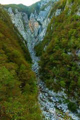 Fototapeta na wymiar Boka waterfalls near Bovec in Slovenia