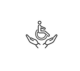 The concept of inclusion, equality and diversity. Icon of a person in a wheelchair. Employee Protection