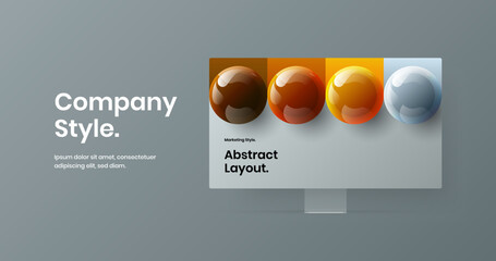 Premium monitor mockup site template. Creative presentation design vector layout.