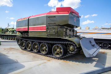 Fototapeta na wymiar Soviet armored tracked fire engine