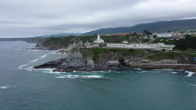 Aerial view of the town of Luarca, Asturias, Costa Verde, Northern Spain.