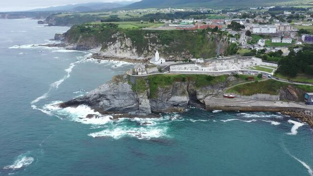 Aerial view of the town of Luarca, Asturias, Costa Verde, Northern Spain.