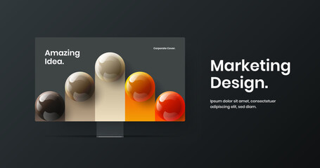 Amazing desktop mockup landing page concept. Colorful presentation design vector illustration.
