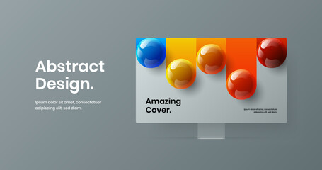 Abstract presentation design vector template. Premium computer display mockup landing page illustration.