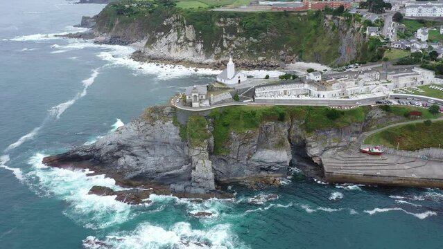 Aerial view of the town of Luarca, Asturias, Costa Verde, Northern Spain.