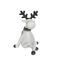 Xmas winter holiday composition. Minimal ceramic white deer. Isolate.
