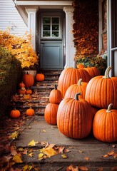 A collection of halloween pumpkins
