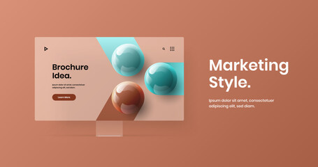 Simple computer display mockup presentation layout. Unique web banner vector design template.