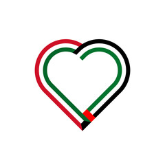 friendship concept. heart ribbon icon of kuwaiti and uae flags. vector illustration isolated on white background