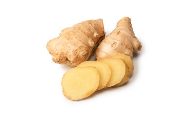 Ginger root isolated on white background.