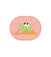 Vector Cartoon Retro Stickers Funny Stickers Groove Peace Hippie Happiness Cute Animal Quotes Funny Faces Mushrooms Psychedelic Cartoons