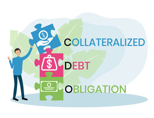 CDO - Collateralized Debt Obligation acronym. business concept background. vector illustration concept with keywords and icons. lettering illustration with icons for web banner, flyer, landing pag