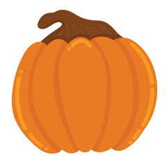 Doodle flat clipart. Big pumpkin from autumn harvest. All objects are repainted.