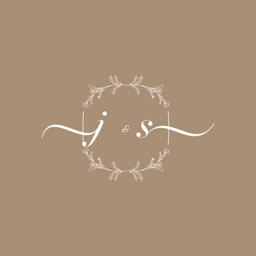 JS beauty monogram and elegant wedding logo design