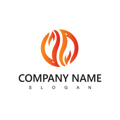 Fire Flame Logo Design Template. Creative Circle Burn Fire Logo Concept Icon