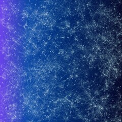 Abstract thin white splashes in a blue gradient background. Stars or dandelions imitation.