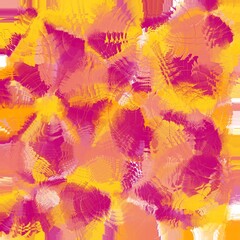 Big orange, yellow and magenta chaotic brush strokes with circles on the water distortion. Abstract background