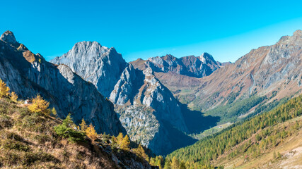 The Carnic Alps in a colorful autumn day