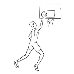 Vector illustration of hand drawn basketball player in action. Sport concept