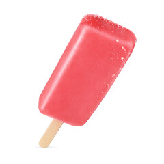 Pink fruity popsicle ice cream isolated on white.