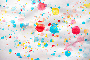 Colorful  texture of Watercolor drops on white background