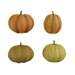 Isolated Halloween pumpkin 3D rendering, transparent background