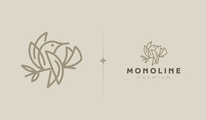 Bird monoline logo template. Universal creative premium symbol. Vector sign icon logotype