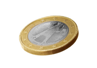 Beautiful euro coin with eagle on white background