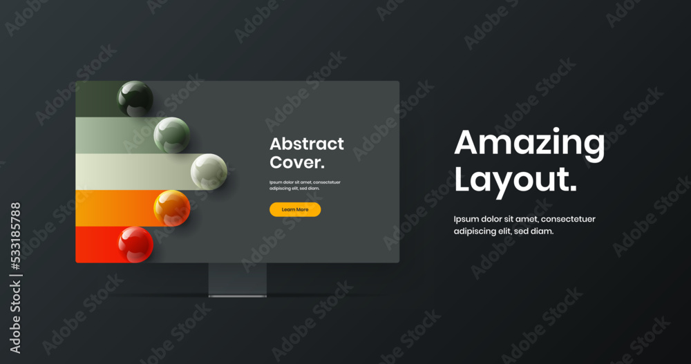 Wall mural colorful computer display mockup website template. creative landing page design vector concept.