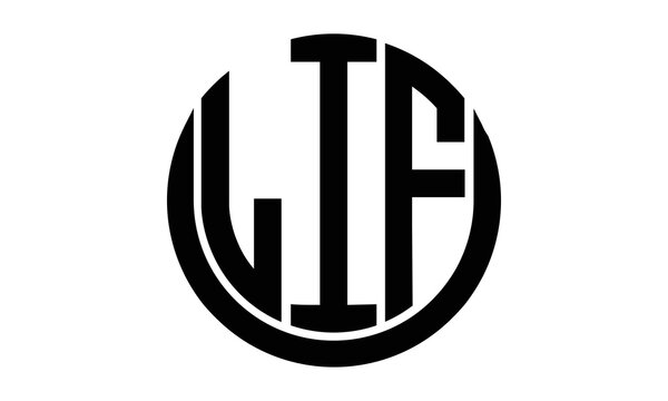 LIF shield in circle logo design vector template. lettermrk, wordmark, monogram symbol on white background.