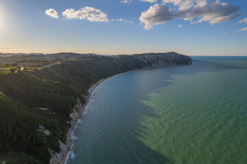 Aerial view of Italian coast in Portonovo