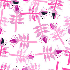 Venus flytrap flower seamless pattern. Contemporary botanical floral ornament. Strange plants endless wallpaper.