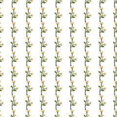 Abstract flower seamless pattern in naive art style. Beautiful floral wallpaper. Cute plants endless backdrop.