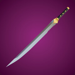 Metal Sword, straight swords, Asia sword, vector realistic sword isolated, vector illustration, Daggers and Knife