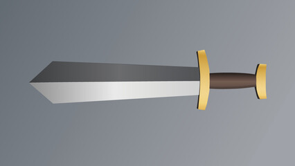 Metal Sword, straight swords, Asia sword, vector realistic sword isolated on grey background, vector illustration, Daggers and Knife