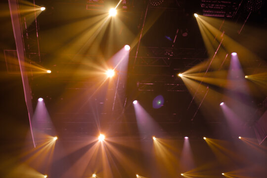 Beautiful Colour Of Gold And Pink Stage Lights In Concert