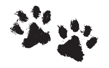 Ink Dog Paw, Cat Paw, grunge style, Vector.   © oldesign