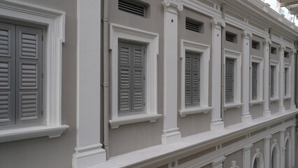 white window with shutters