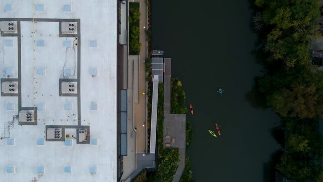 Chicago, IL USA September 15th 2022 : establishing aerial drone view image of Chicago metropolitan city area. the buildings architecture look great for tourist to come and see the skyline