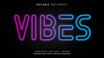 Vibes neon editable text effect