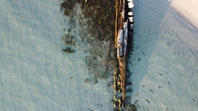 The shipwreck of the Caprera island seen with the drone - "Spiaggia del Relitto" - Arcipelago di La Maddalena National Park - Sardinia