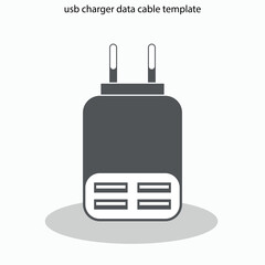 usb charger data cable template flat silhouette white gray sketch