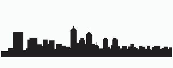 Naklejka premium Modern City Skyline silhouette outline drawing on white background.