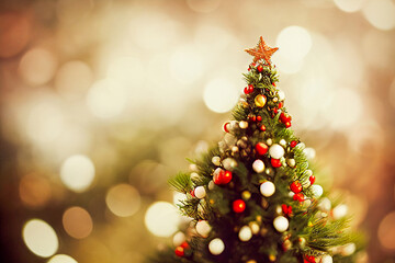 Fototapeta na wymiar christmas, new year, holiday and festive table, celebration. Christmas Eve. New Year's treat, Christmas tree, rustic style