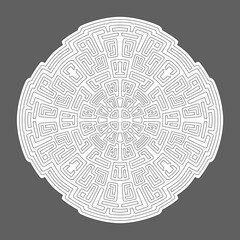 Line art for coloring book with tribal pattern