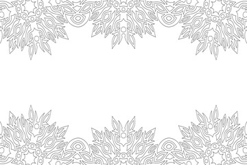 Line art for coloring book with tribal border