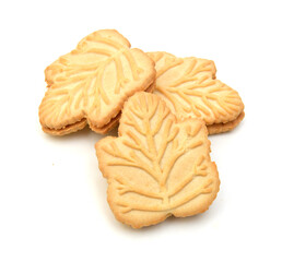 Stack cookies on white background